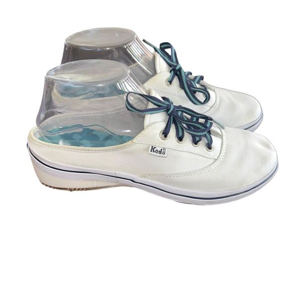 KEDS WOMEN'S SIZE 6.5 White FABRIC SLIP-ON BACKLESS MULES SNEAKERS - Picture 1 of 7